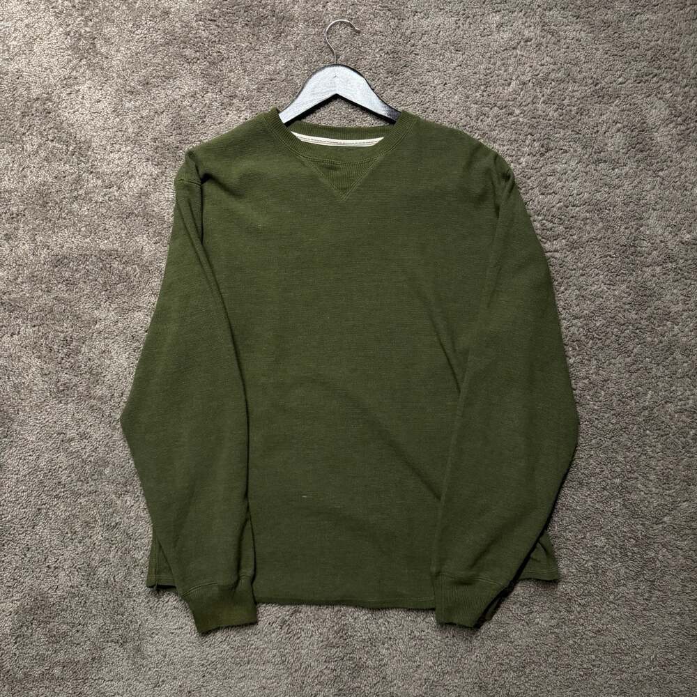 Faded Glory Olive Green Waffle Knit Long Sleeve Shirt Size L (42/44)